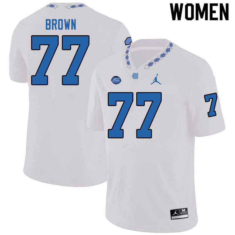 Jordan Brand Women #77 Noland Brown North Carolina Tar Heels College Football Jerseys Sale-White